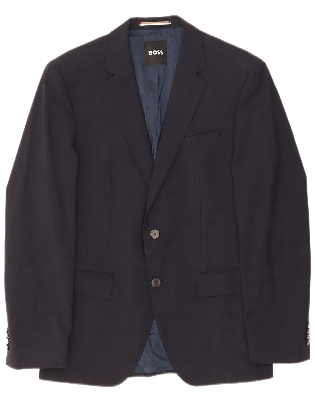 Giacca blazer da uomo a 2 bottoni Hugo Boss EU 48 medio blu navy a quadri classico