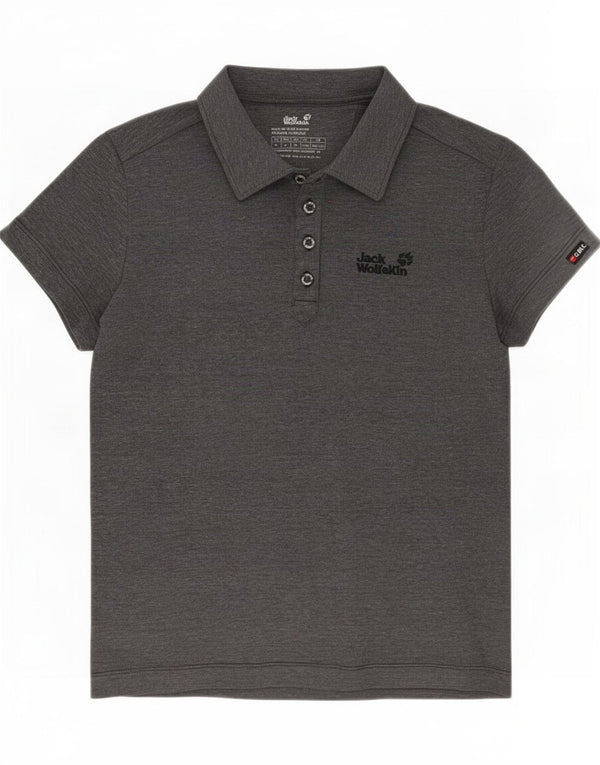 Polo da donna Jack Wolfskin UK 12/14 Poliestere screziato grigio medio