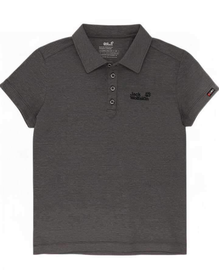 Polo da donna Jack Wolfskin UK 12/14 Poliestere screziato grigio medio