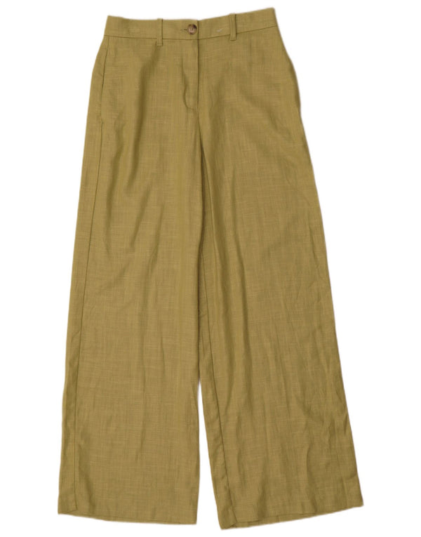 Pantaloni chino a gamba larga da donna Marks & Spencer UK 8 piccoli W26 L29 verdi