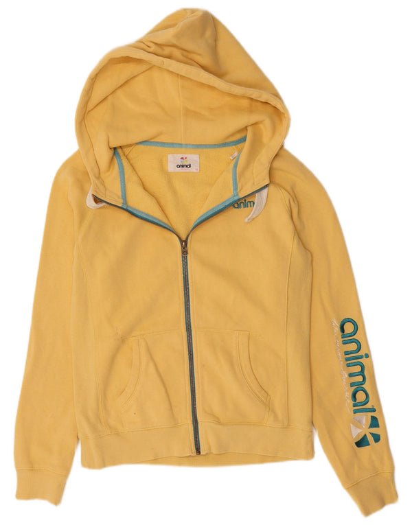 Maglione con cappuccio e zip grafica da donna Animal UK 12 Cotone giallo medio