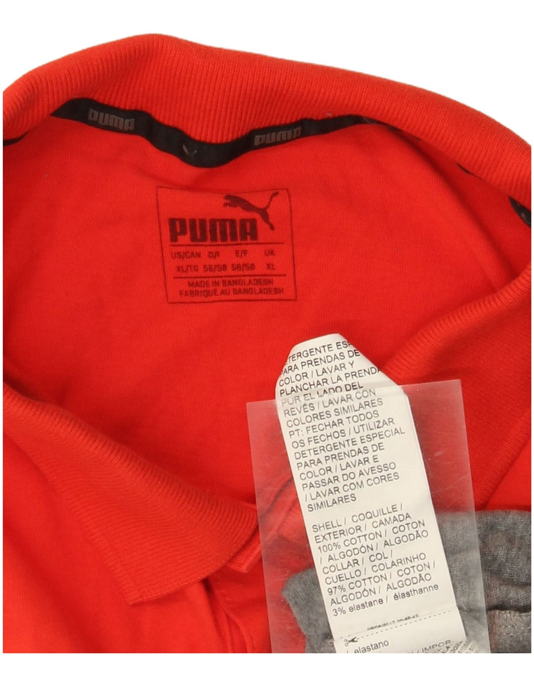 Polo Puma da uomo XL in cotone color block rosso