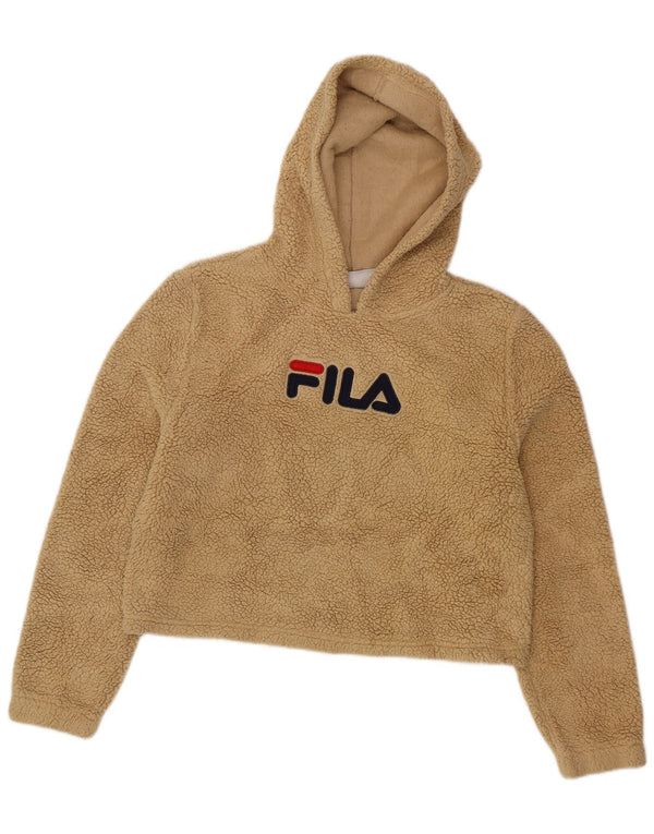Maglione con cappuccio in pile oversize da donna Fila UK 10 Small Beige Poliestere