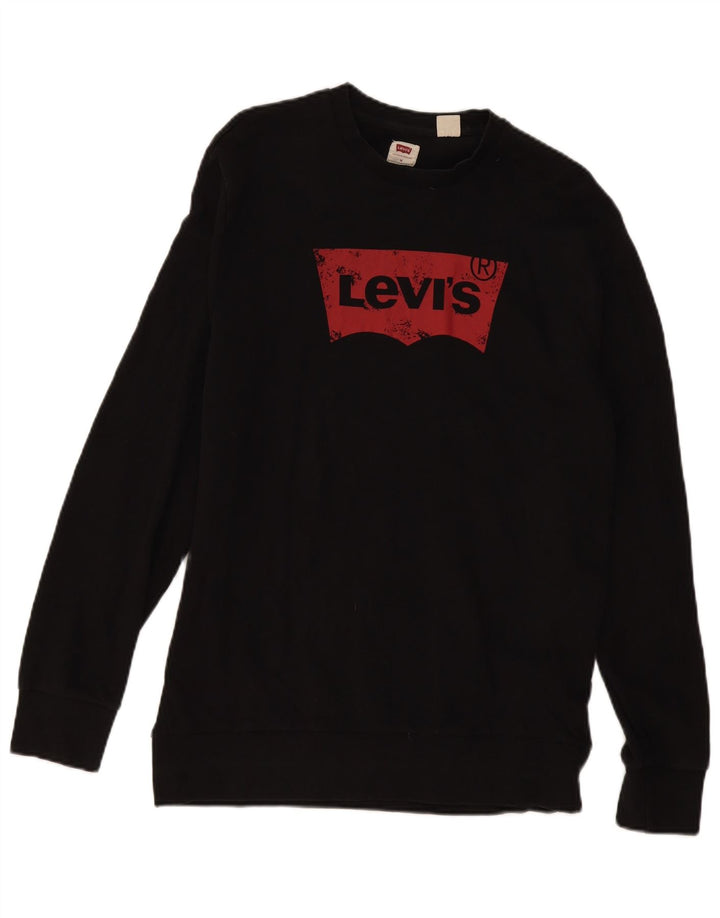Levi's Felpa grafica da uomo in cotone nero medio