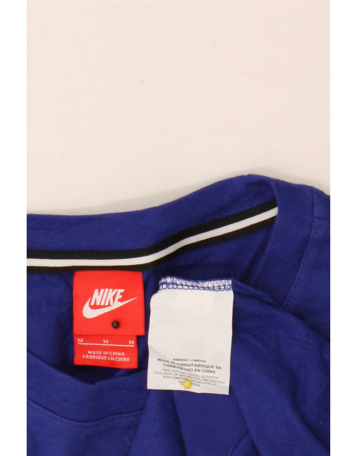 Top grafico Nike da uomo con maniche a 3/4 in cotone a righe blu medio