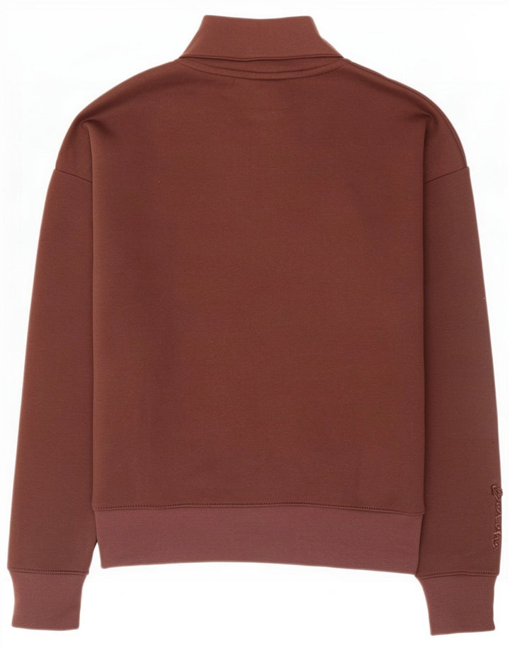 Felpa da donna con zip e collo da banco UK 12 Cotone marrone medio