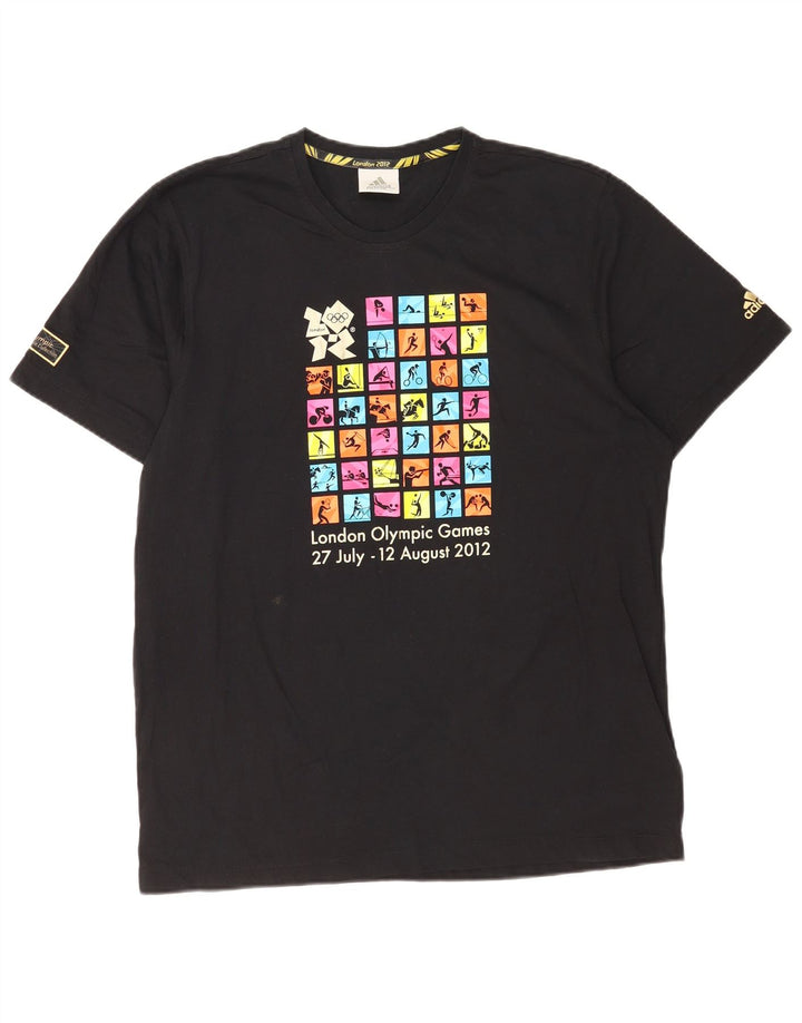 T-shirt grafica da uomo Adidas Top grande in cotone nero