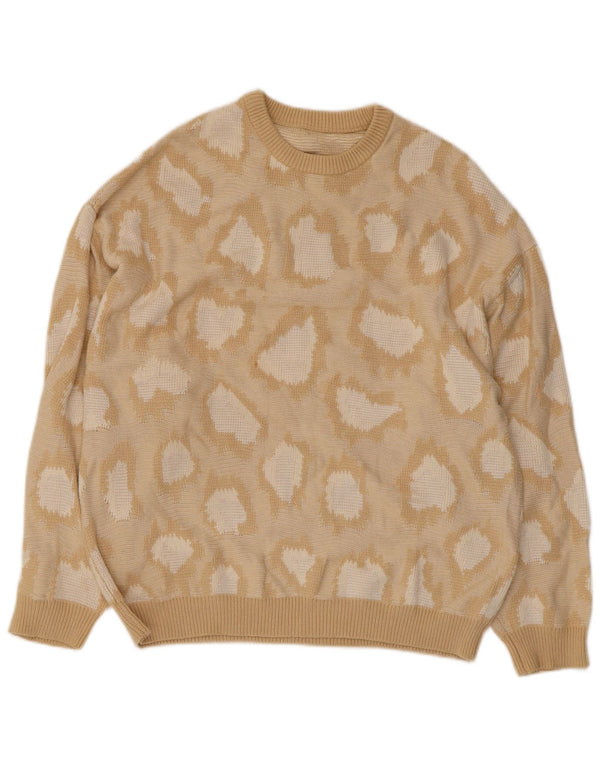 Maglione maglione girocollo da donna Asos UK 14 Cotone con stampa animalier beige medio