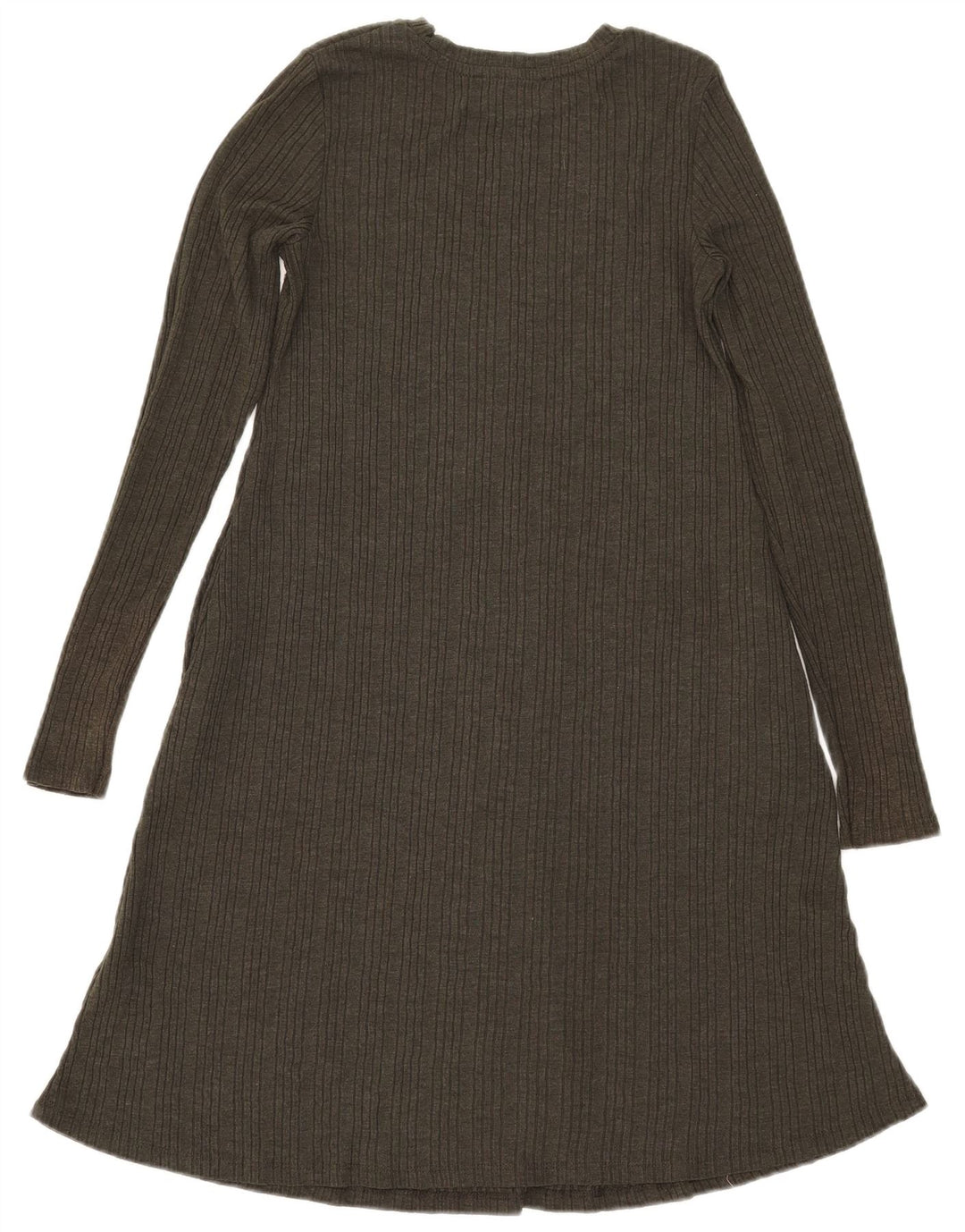 Abito a trapezio a maniche lunghe da donna Marks & Spencer UK 8 piccolo poliestere kaki