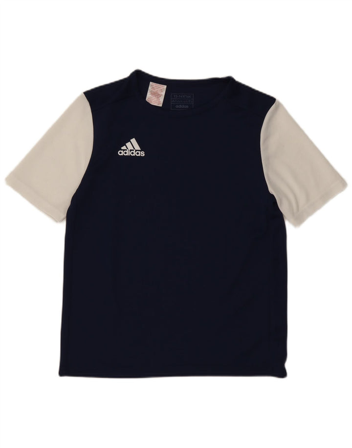 T-shirt da ragazzo Adidas Top 13-14 anni in poliestere color block blu navy