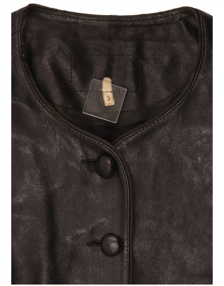 Giacca in pelle vintage da donna UK 12 media nera