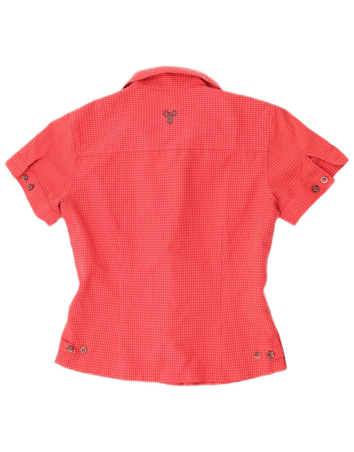 Camicia a maniche corte da donna Jack Wolfskin UK 8 poliestere a quadri rossi piccoli
