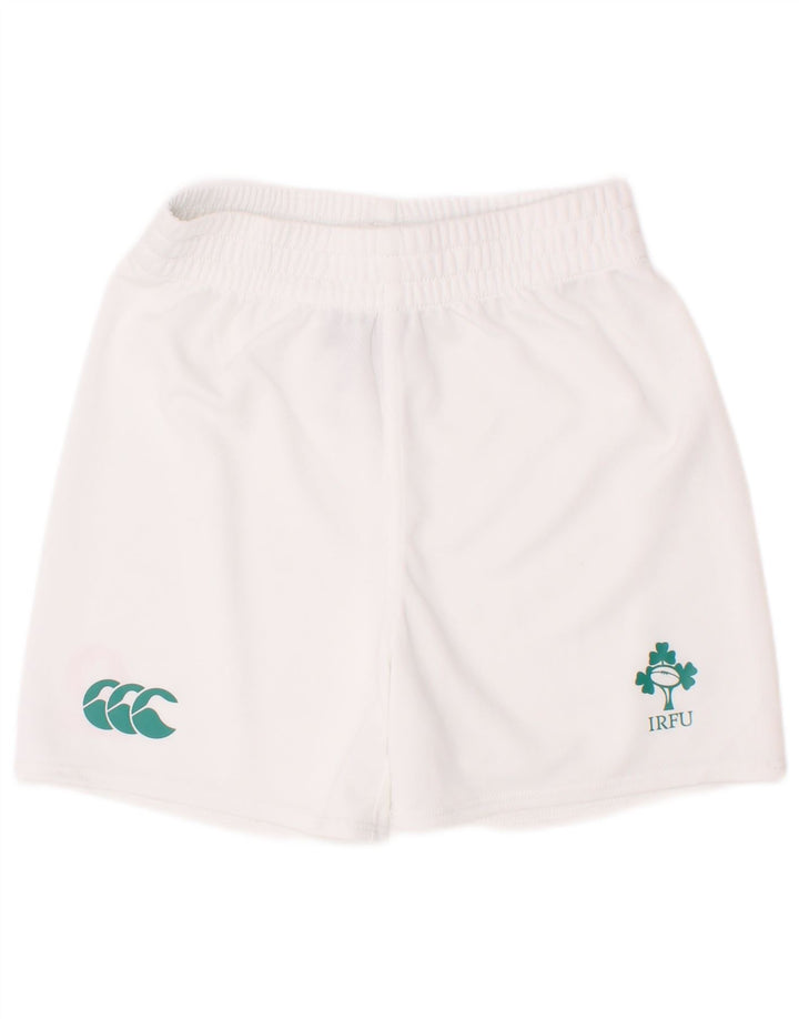 Pantaloncini sportivi con grafica IRFU da ragazzo Canterbury 3-4 anni in poliestere bianco