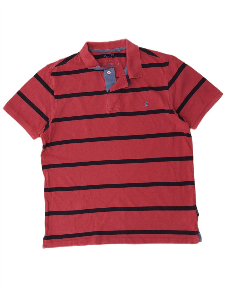 Polo da uomo Joules in cotone a righe rosa medio
