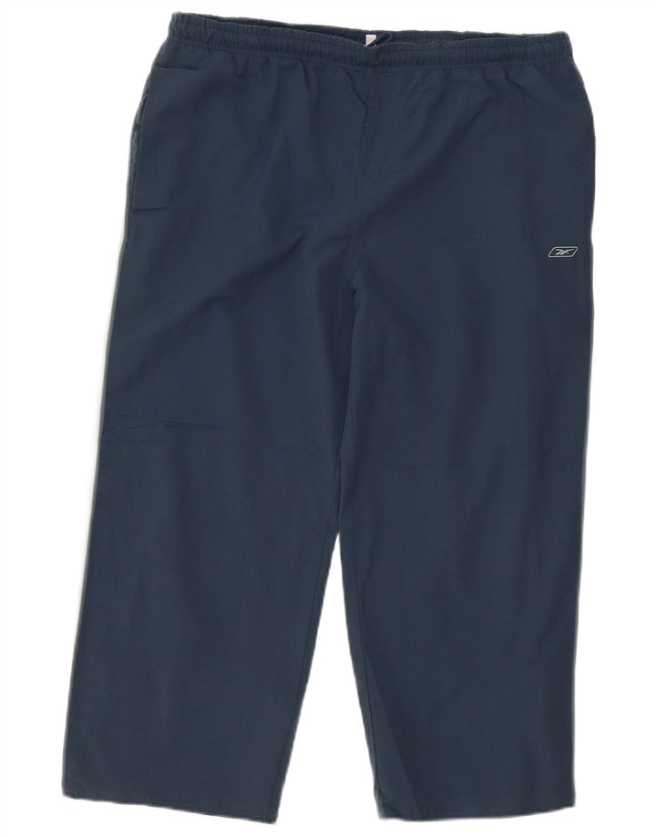 Pantaloni da tuta da uomo Reebok Large in poliestere color block blu navy