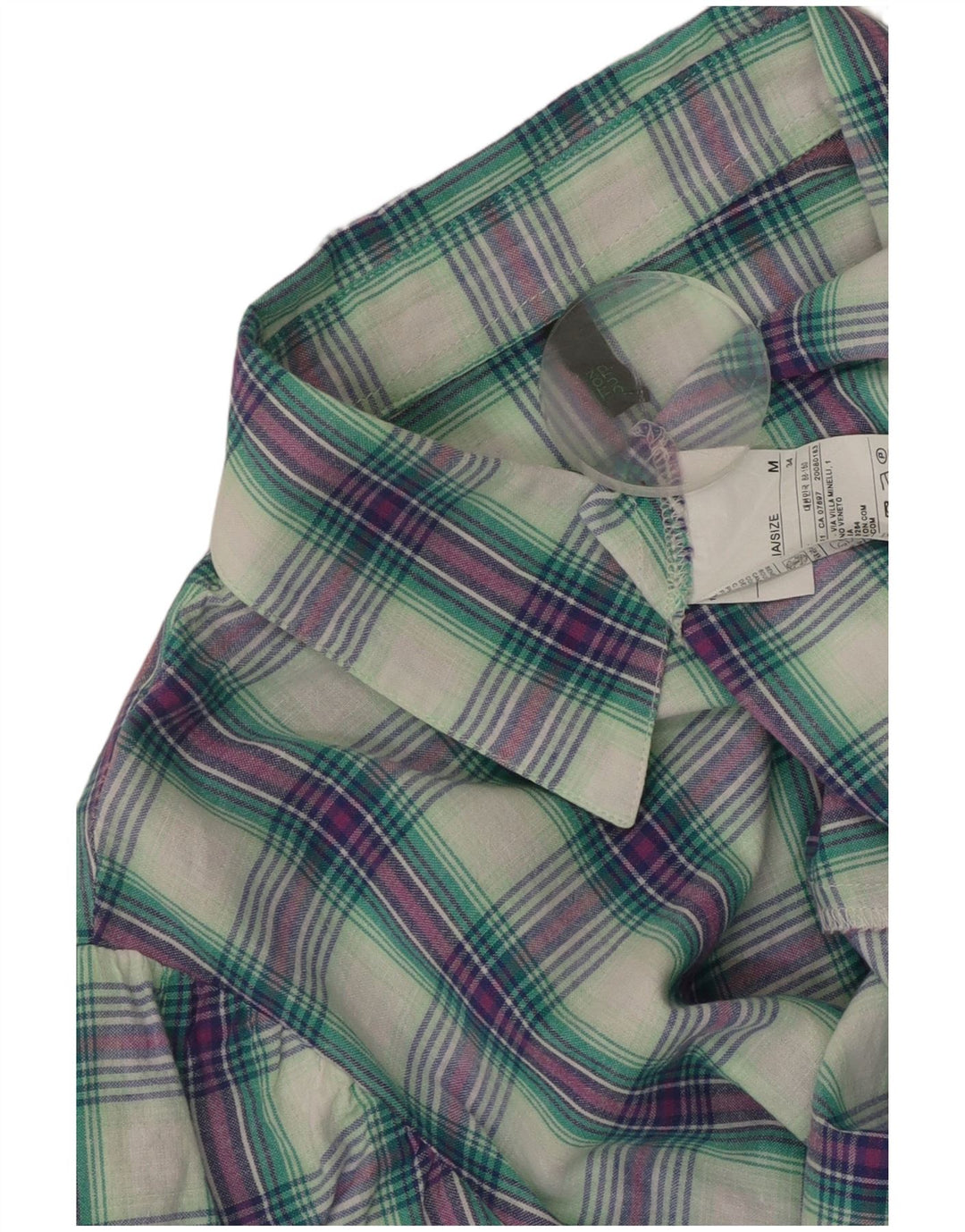 Camicia a maniche corte da donna BENETTON UK 14 Cotone a quadri multicolore medio