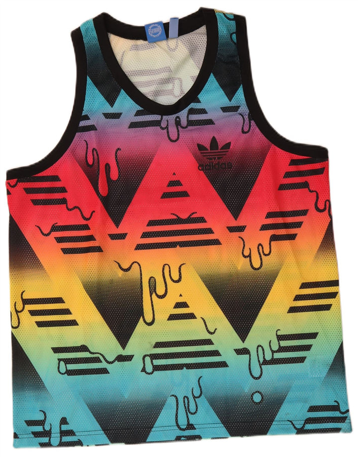 Canotta Adidas da uomo con motivo astratto, grande, in poliestere multicolore