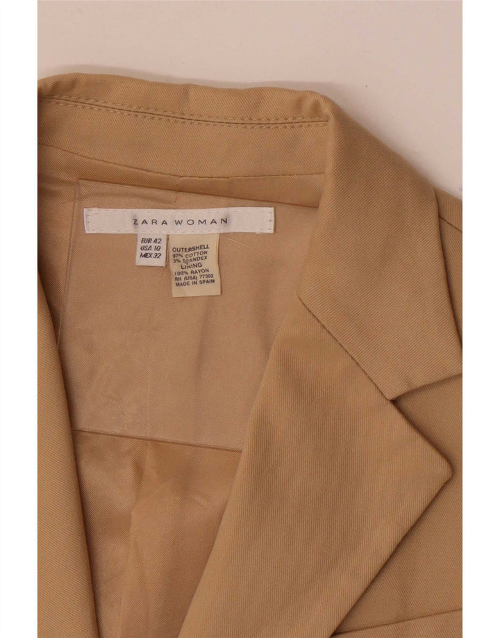 Zara Giacca blazer a 2 bottoni da donna EU 42 Large Beige Cotton