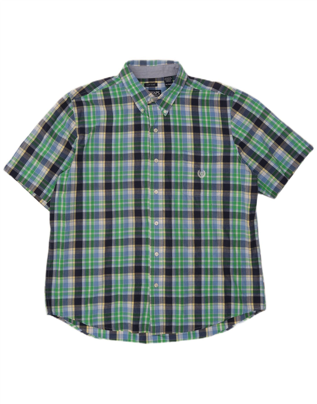 Camicia a maniche corte da uomo Chaps XL in cotone a quadri verdi