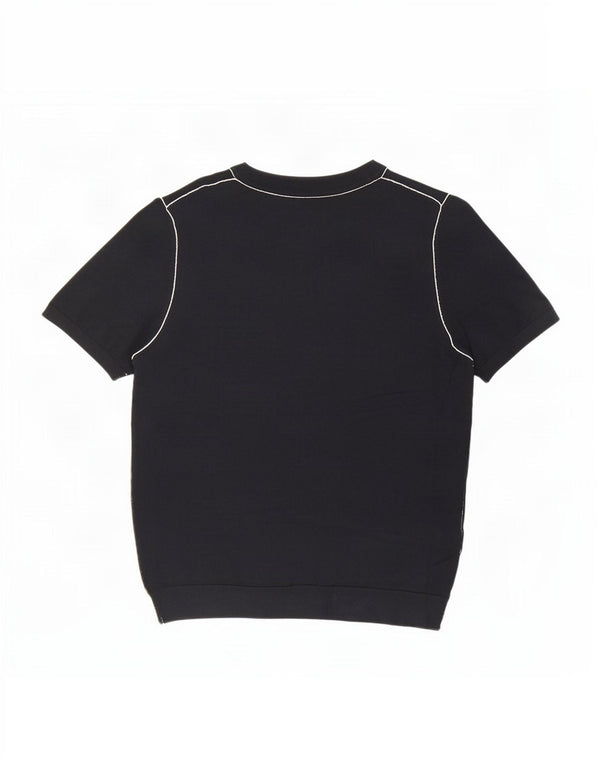 Zara Womens Short Sleeve Boat Neck Jumper Sweater UK 18 XL Navy Blue