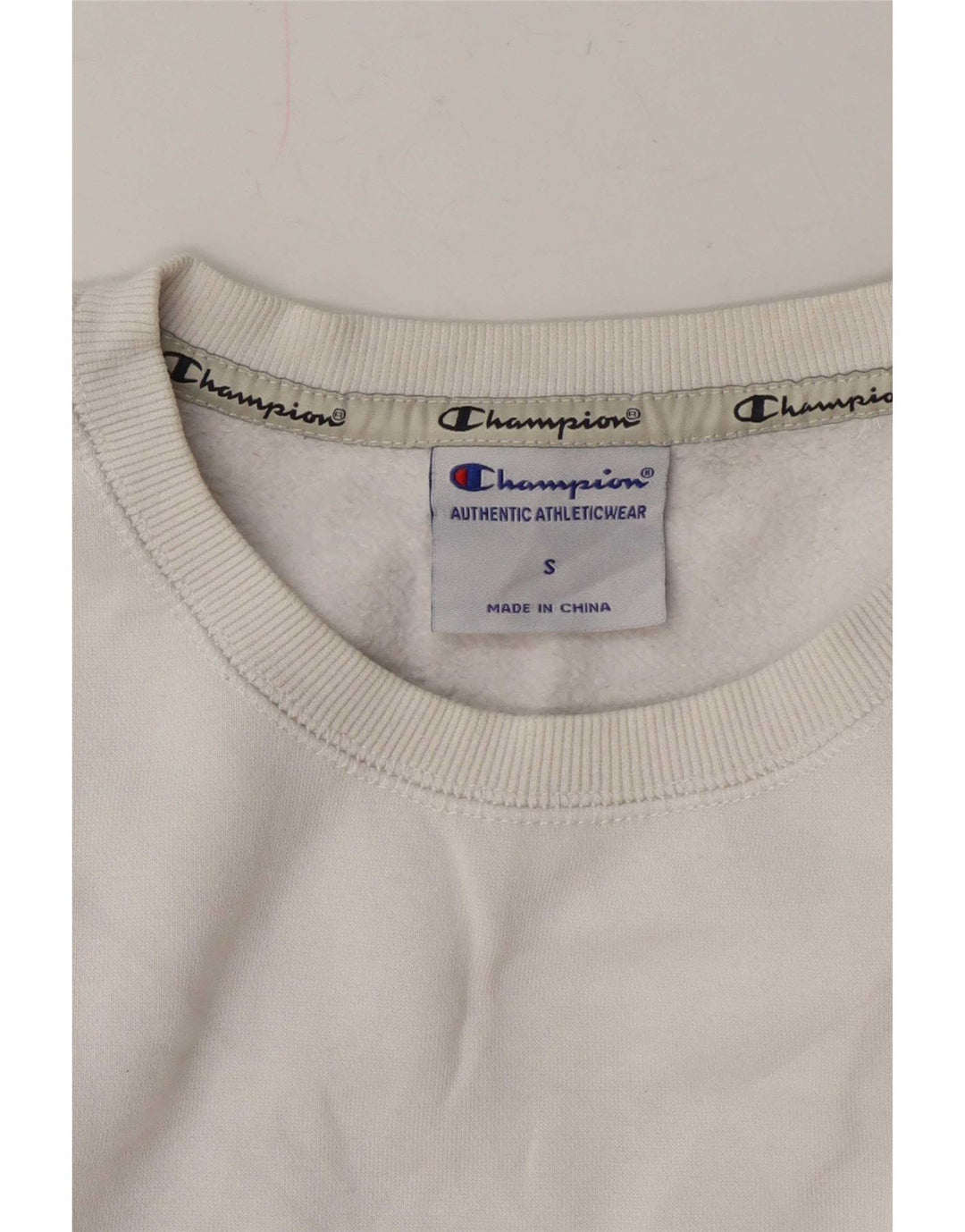 Felpa grafica da uomo Champion, maglione piccolo, cotone bianco