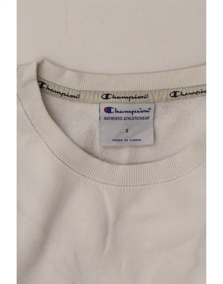 Felpa grafica da uomo Champion, maglione piccolo, cotone bianco
