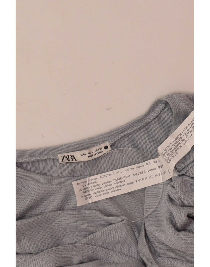 Top Zara da donna a maniche lunghe UK 14 Large in viscosa grigia