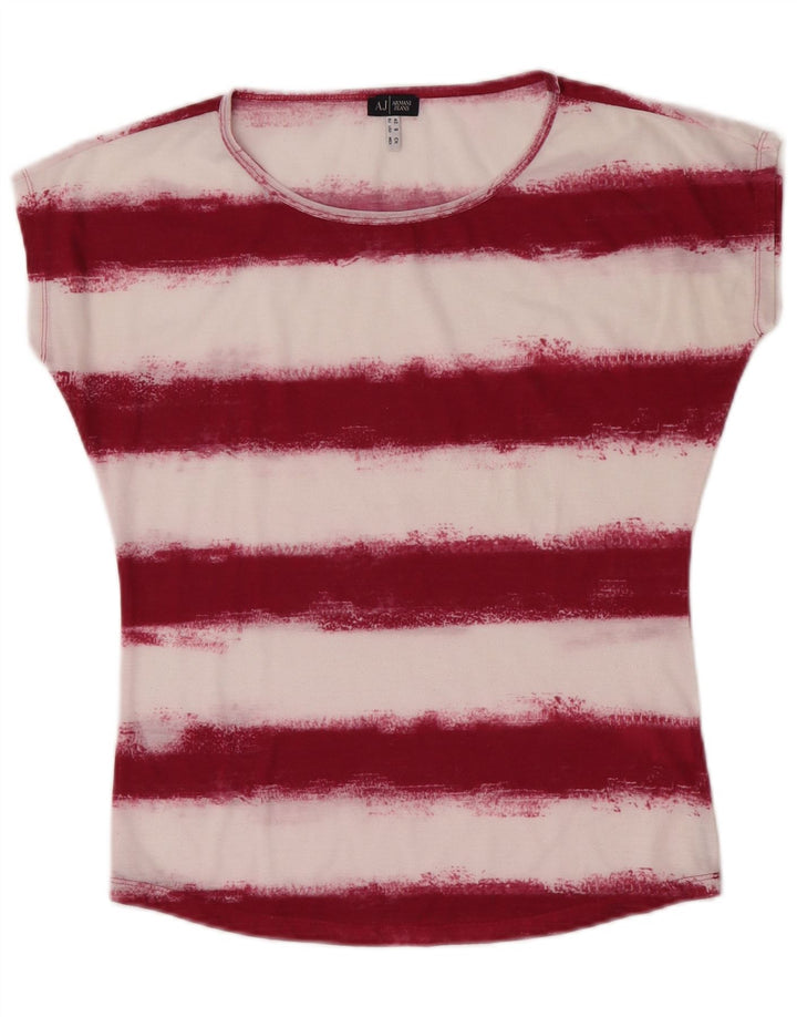 T-shirt da donna Armani Jeans Top EU 40 Poliestere a righe bordeaux medio