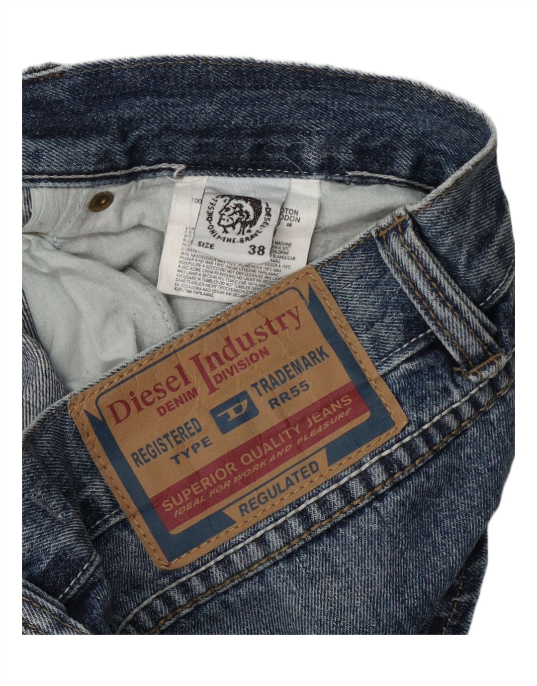 Pantaloncini di jeans invecchiati da uomo Diesel W38 XL in cotone blu