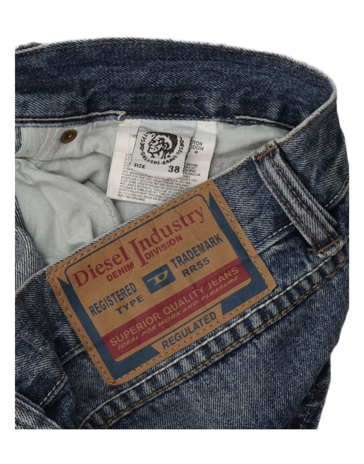 Pantaloncini di jeans invecchiati da uomo Diesel W38 XL in cotone blu