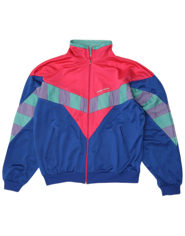 Giacca da ginnastica vintage da uomo XL in poliestere color block multicolore