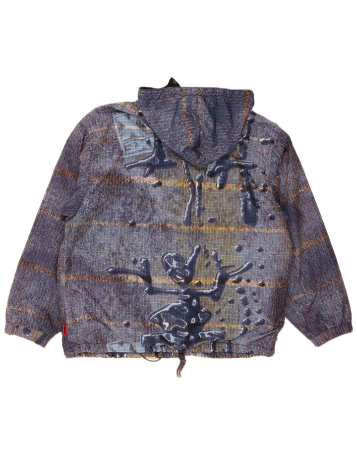 Giacca a vento con cappuccio XS Exes da uomo con motivo astratto UK 40 grande blu