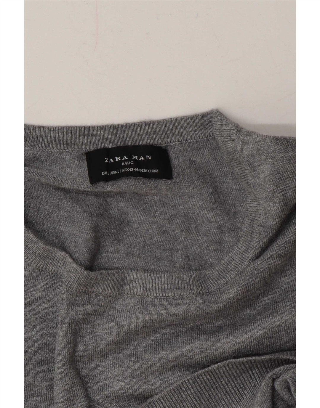 Maglione maglione girocollo da uomo Zara grande grigio