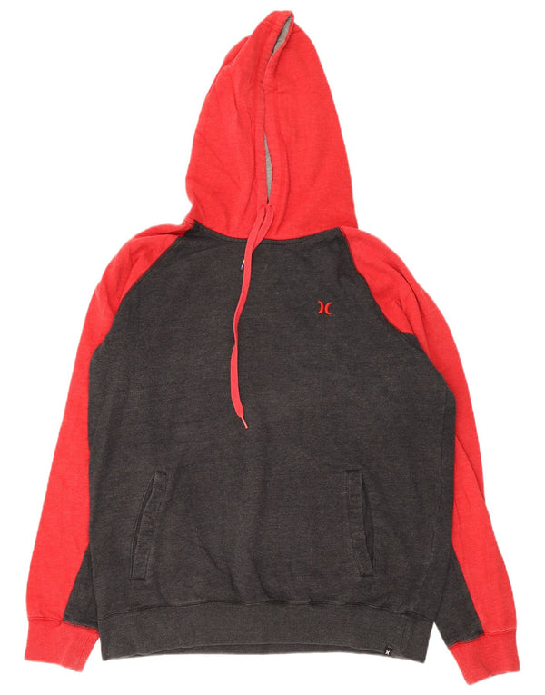 Felpa con cappuccio da uomo Hurley Large in cotone color block grigio