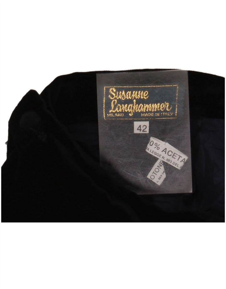 Gonna a tubino a vita alta in velluto da donna VINTAGE IT 42 medio W26 blu navy