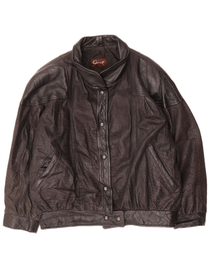 Giacca in pelle da donna vintage IT 44 media in pelle nera