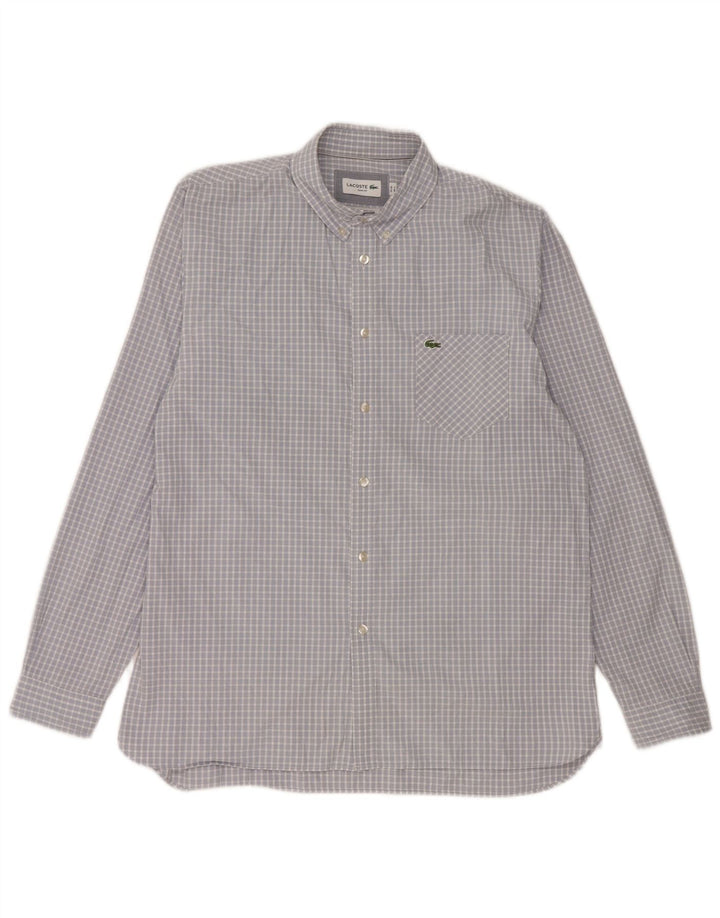 Camicia Lacoste da uomo slim fit taglia 42 grande in cotone a quadretti blu