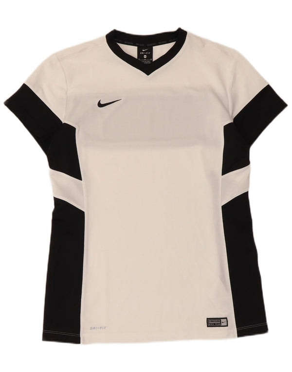 T-shirt Nike Dri Fit da uomo, top in poliestere color block bianco medio