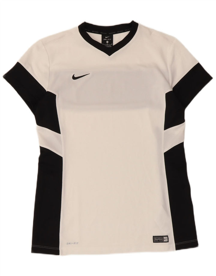 T-shirt Nike Dri Fit da uomo, top in poliestere color block bianco medio