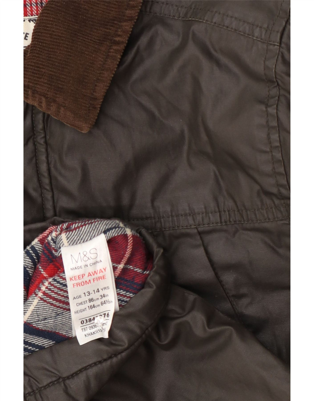 Giacca Marks & Spencer in cotone cerato per ragazzi 13-14 anni color kaki