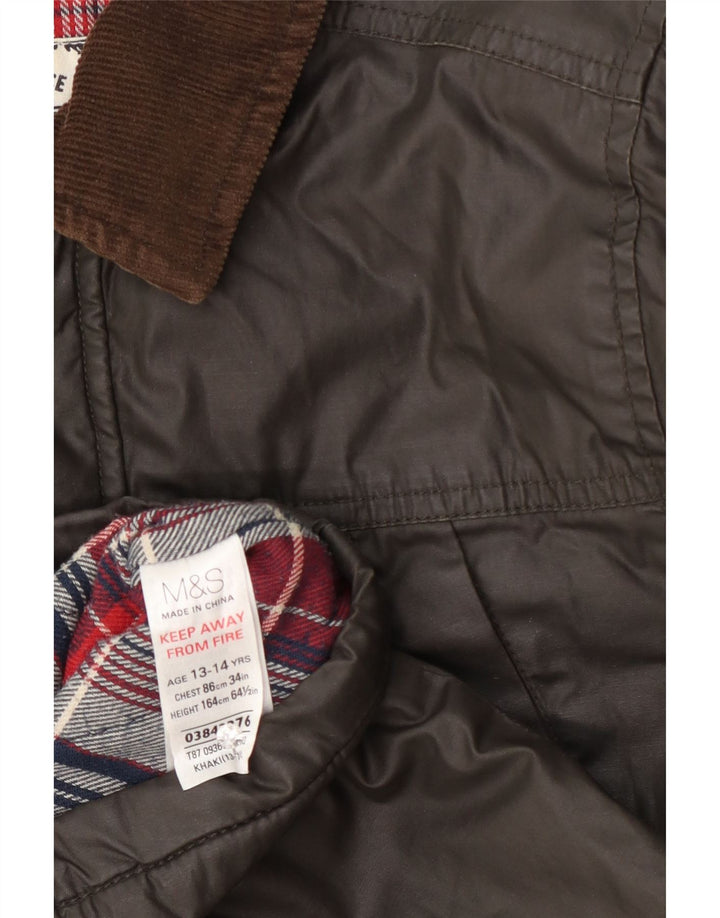 Giacca Marks & Spencer in cotone cerato per ragazzi 13-14 anni color kaki