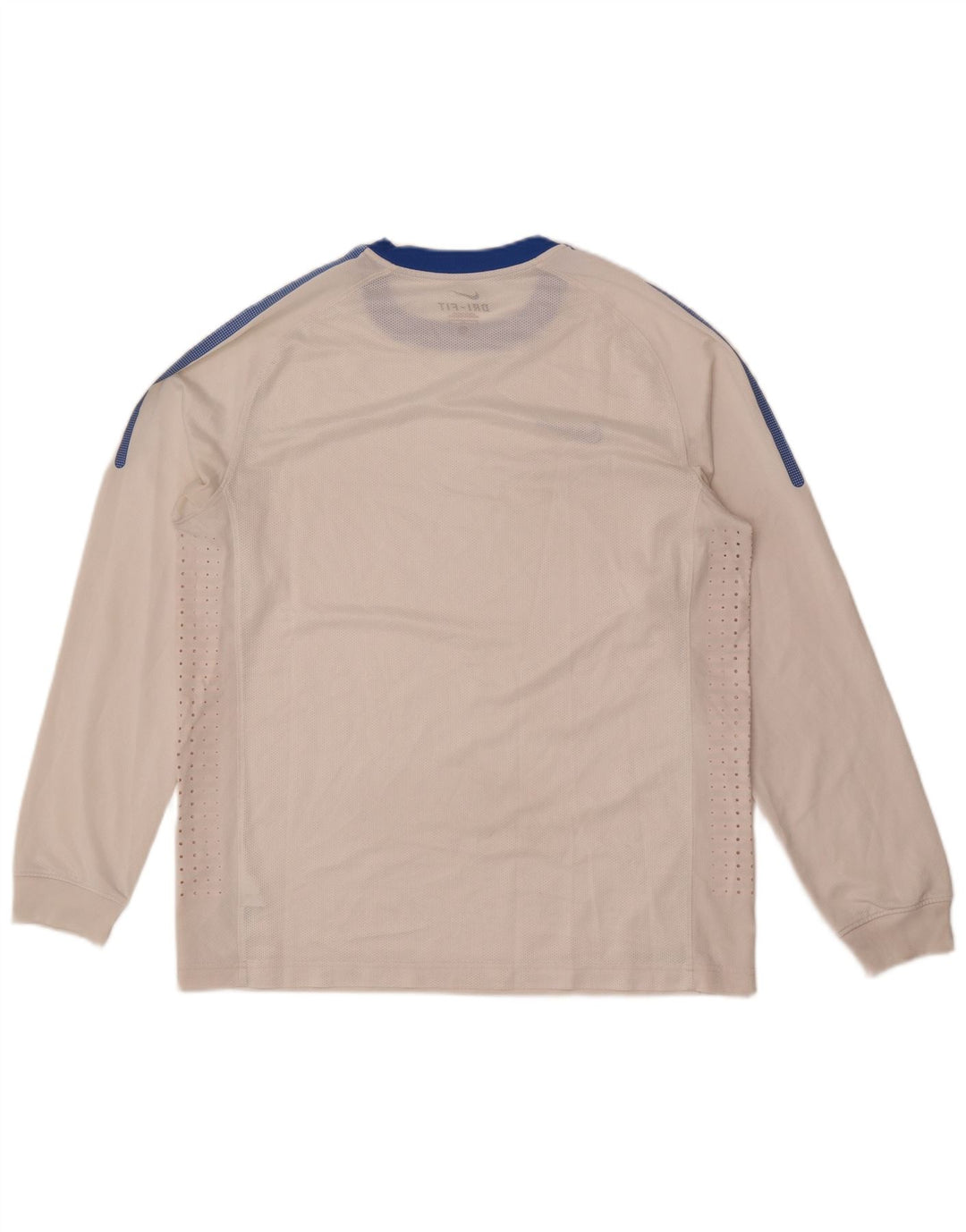 Maglia Nike Dri Fit da uomo a maniche lunghe, grande, in poliestere color block bianco