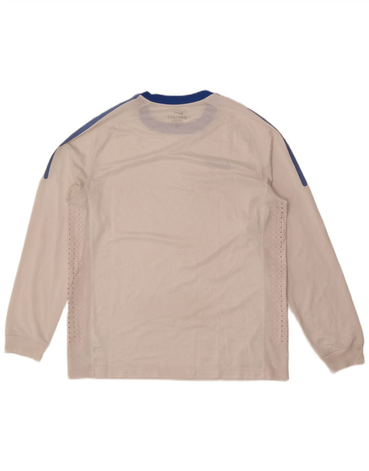Maglia Nike Dri Fit da uomo a maniche lunghe, grande, in poliestere color block bianco
