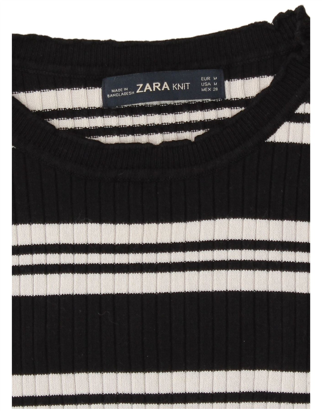 Top corto da donna Zara a maniche lunghe UK 12 medio nero a righe