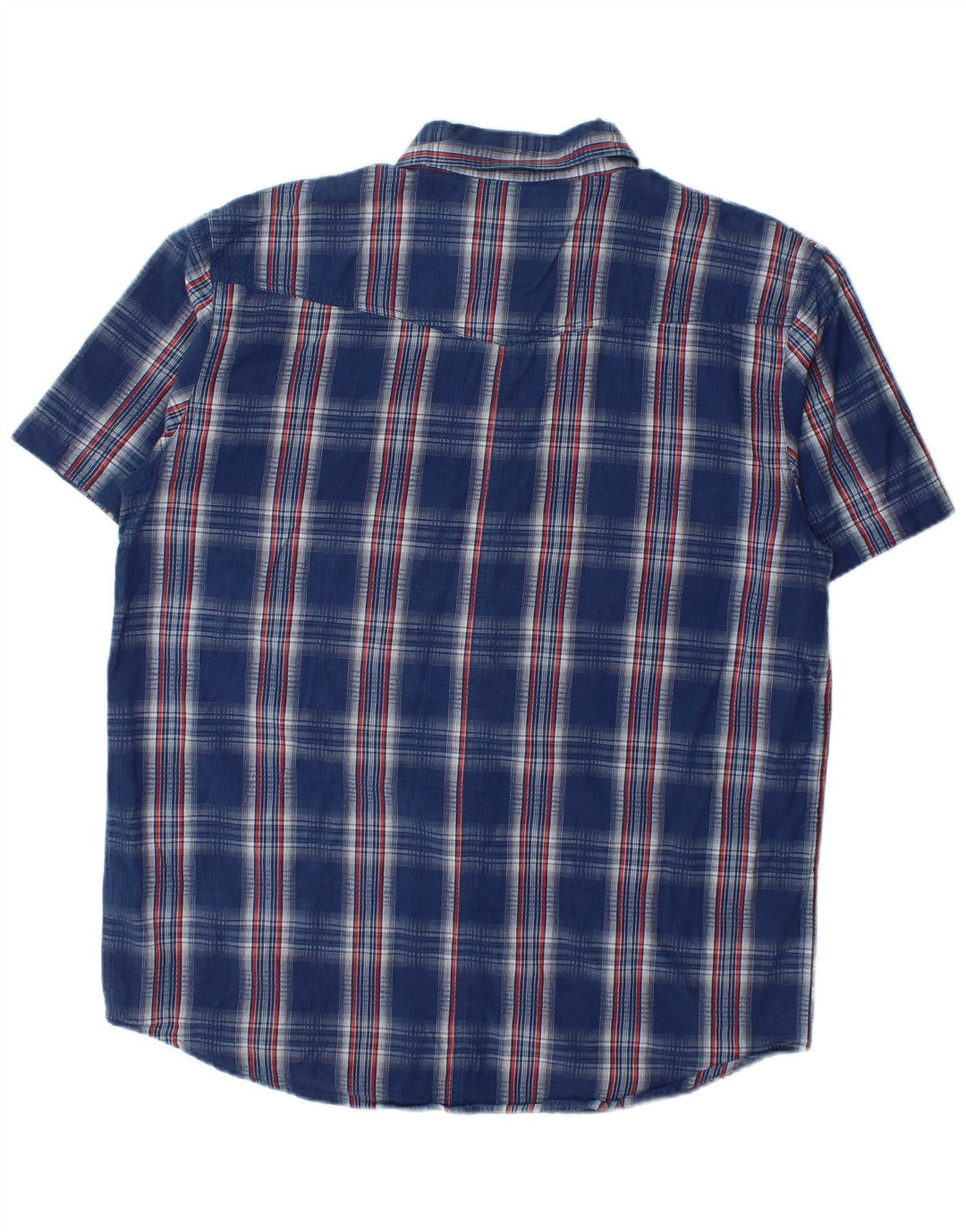 Camicia a maniche corte da uomo Wrangler XL in cotone a quadri blu