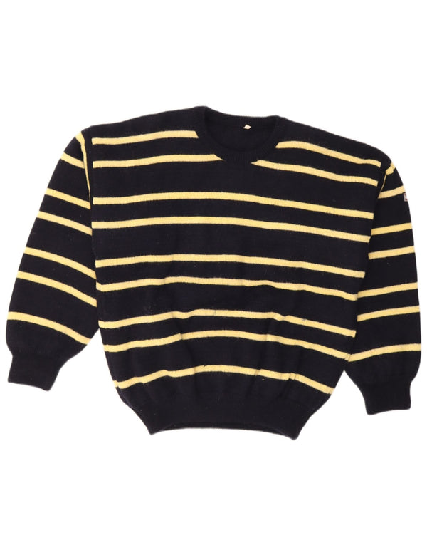 Maglione vintage da uomo girocollo IT 46 piccolo a righe blu navy