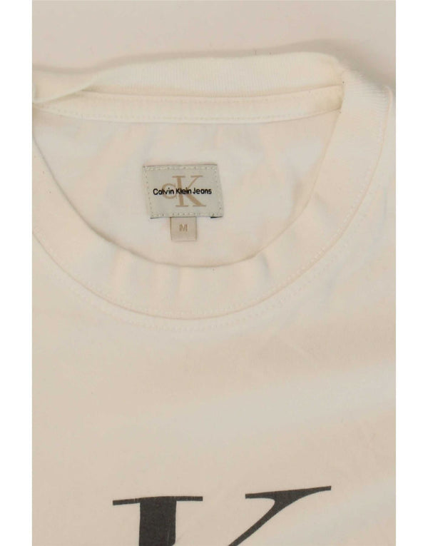 T-shirt grafica corta da donna Calvin Klein Jeans Top UK 12 bianco medio