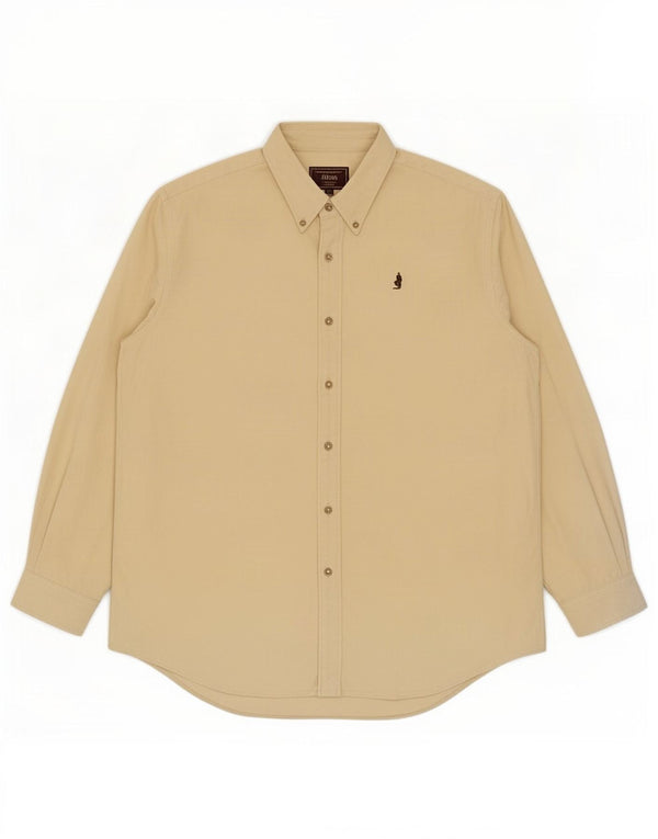 Marlboro Classics Mens Shirt 2XL Beige Cotton
