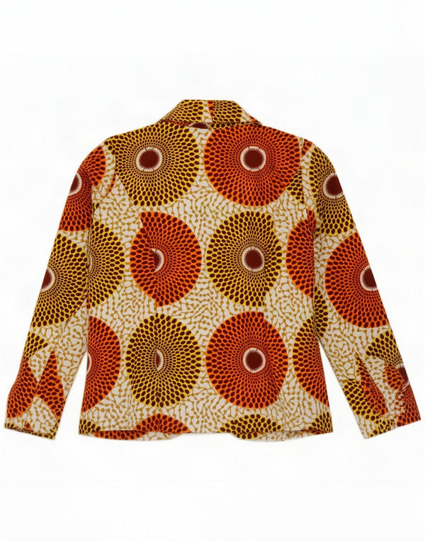 Giacca blazer aperta da donna vintage UK 8 piccola multicolore geometrica