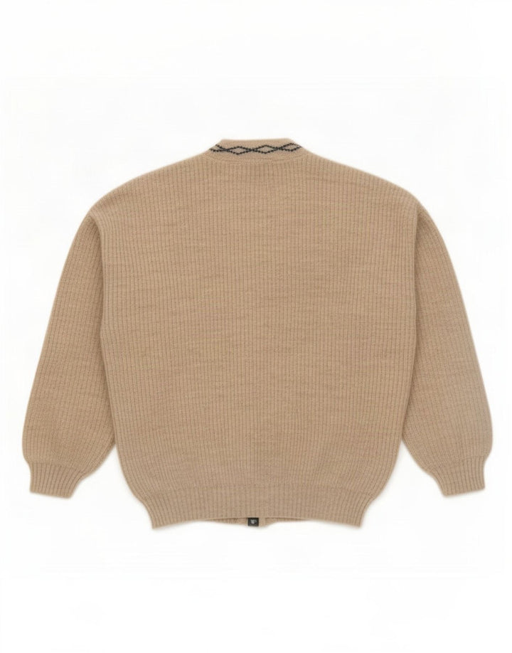 Maglione cardigan da uomo vintage grande lana grigia